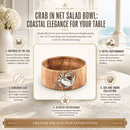 Vagabond House Crab in Net Acacia Wood Salad Bowl with Pewter Crab | 12.5" - BlueJay Avenue