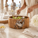 Vagabond House Crab in Net Acacia Wood Salad Bowl with Pewter Crab | 12.5" - BlueJay Avenue