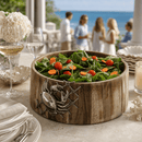 Vagabond House Crab in Net Acacia Wood Salad Bowl with Pewter Crab | 12.5" - BlueJay Avenue