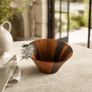 Vagabond House Dragonfly Acacia Wood Salad Bowl with Pewter Accent | 7" - BlueJay Avenue
