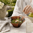 Vagabond House Dragonfly Acacia Wood Salad Bowl with Pewter Accent | 7" - BlueJay Avenue