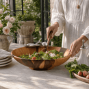 Vagabond House Garden Veggie Acacia Wood Salad Serving Bowl with Pewter Accents | 16" - BlueJay Avenue