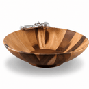 Vagabond House Garden Veggie Acacia Wood Salad Serving Bowl with Pewter Accents | 16" - BlueJay Avenue