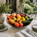 Vagabond House Garden Veggie Acacia Wood Salad Serving Bowl with Pewter Accents | 16" - BlueJay Avenue