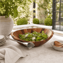 Vagabond House Lily Acacia Wood Salad Serving Bowl with Pewter Handles - BlueJay Avenue