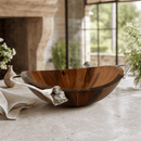 Vagabond House Lily Acacia Wood Salad Serving Bowl with Pewter Handles - BlueJay Avenue