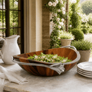 Vagabond House Lily Acacia Wood Salad Serving Bowl with Pewter Handles - BlueJay Avenue