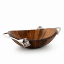 Vagabond House Lily Acacia Wood Salad Serving Bowl with Pewter Handles - BlueJay Avenue