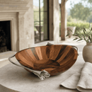 Vagabond House Lily Acacia Wood Salad Serving Bowl with Pewter Handles - BlueJay Avenue