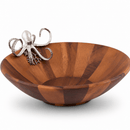 Vagabond House Octopus Acacia Wood Salad Serving Bowl with Pewter Accent - BlueJay Avenue
