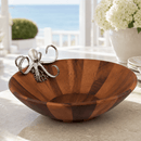 Vagabond House Octopus Acacia Wood Salad Serving Bowl with Pewter Accent - BlueJay Avenue