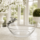 Vagabond House Song Bird Glass Serving Bowl with Pewter Bird Accent - BlueJay Avenue