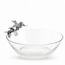 Vagabond House Song Bird Glass Serving Bowl with Pewter Bird Accent - BlueJay Avenue