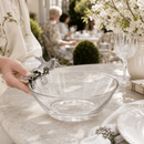 Vagabond House Song Bird Glass Serving Bowl with Pewter Bird Accent - BlueJay Avenue