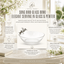 Vagabond House Song Bird Glass Serving Bowl with Pewter Bird Accent - BlueJay Avenue