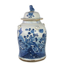 Vintage Temple Jar Flower Bird Motif – Blue & White Porcelain Ginger Jar - BlueJay Avenue