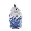 Vintage Temple Jar Flower Bird Motif – Blue & White Porcelain Ginger Jar - BlueJay Avenue