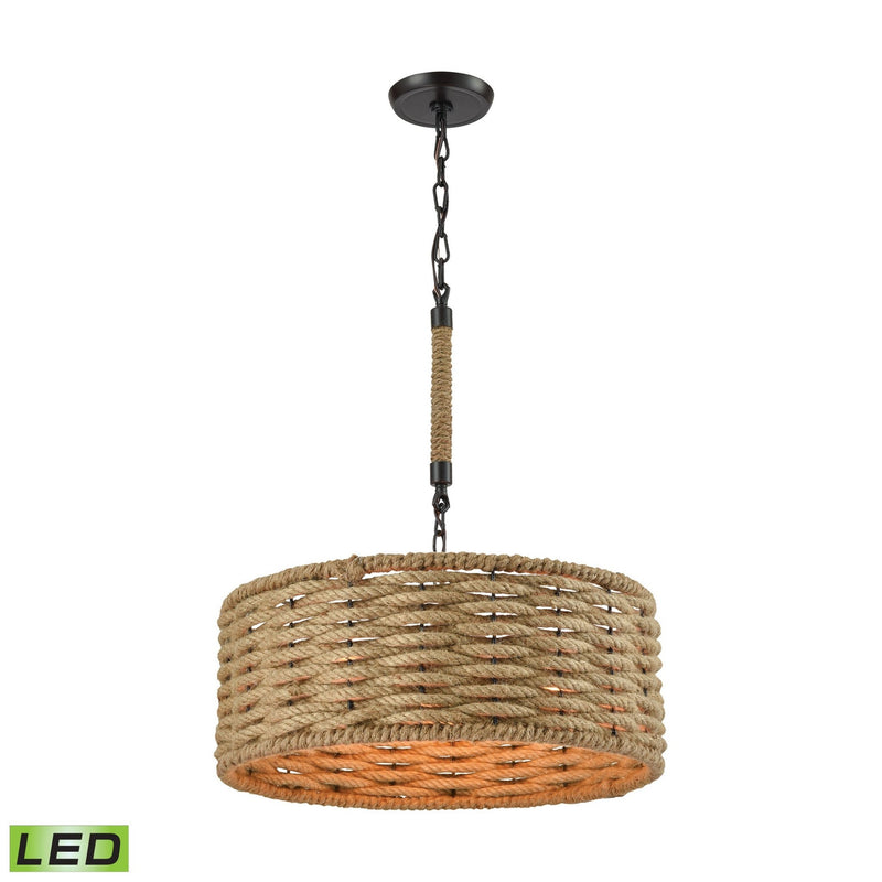 Weaverton 3 - Light Natural Rope Modern Chandelier Light Fixture - BlueJay Avenue