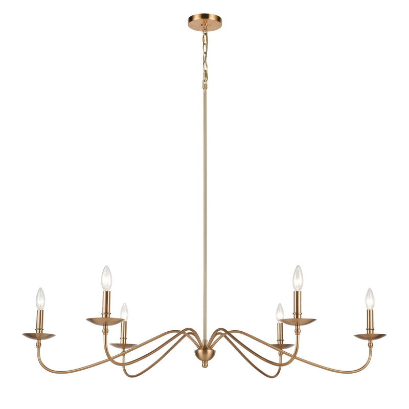 Wellsley Dimmable 6 - Gold Light Linear Chandelier - BlueJay Avenue