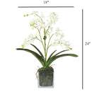 White Vanda Faux Orchid Arrangement in Vase – 24" - BlueJay Avenue