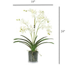 White Vanda Faux Orchid Arrangement in Vase – 24" - BlueJay Avenue