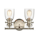 Chadwick Satin Nickel Seeded Glass Bathroom Vanity Light, 2-Lt - BlueJay Avenue