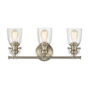Chadwick Satin Nickel Seeded Glass Bathroom Vanity Light, 3-Lt - BlueJay Avenue
