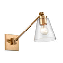 East Point Satin Brass Swing Arm Glass Wall Sconce