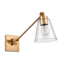 East Point Satin Brass Swing Arm Glass Wall Sconce