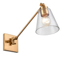 East Point Satin Brass Swing Arm Glass Wall Sconce