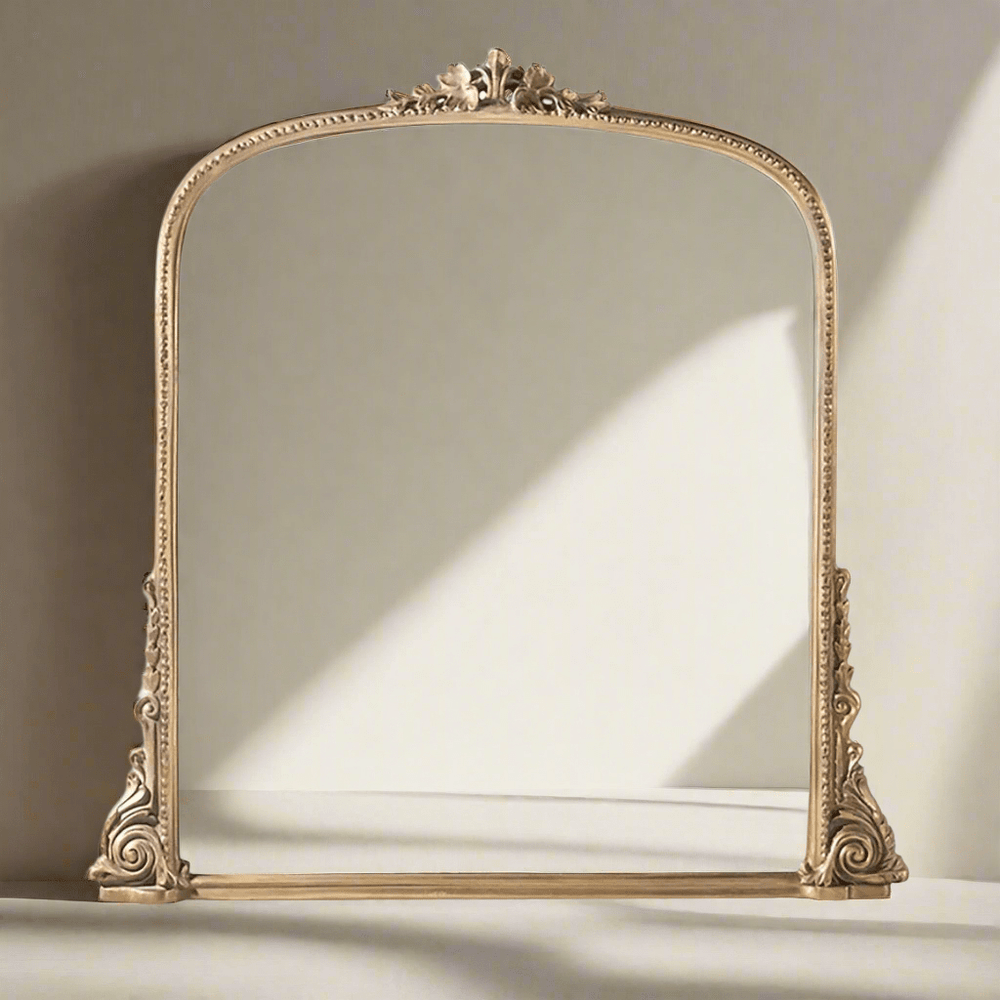 Zentique Jules Gold Arch Mantle Mirror with Crown Detail -