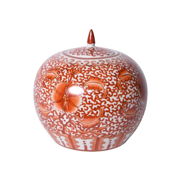 Coral Red Twisted Lotus Melon Jar - BlueJay Avenue