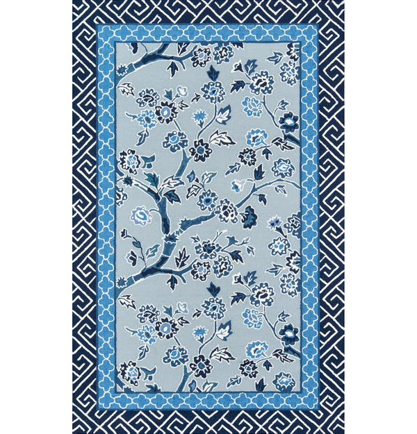 A Loggia Blossom Dearie Blue Indoor/Outdoor Area Rug - BlueJay Avenue
