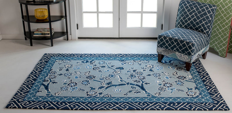 A Loggia Blossom Dearie Blue Indoor/Outdoor Area Rug - BlueJay Avenue