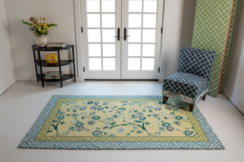 A Loggia Blossom Dearie Yellow Indoor/Outdoor Area Rug - BlueJay Avenue