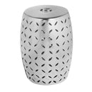 Accent Stool Coin Carving, Silver - BlueJay Avenue