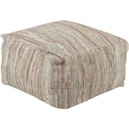 Anthracite Leather Pouf - BlueJay Avenue