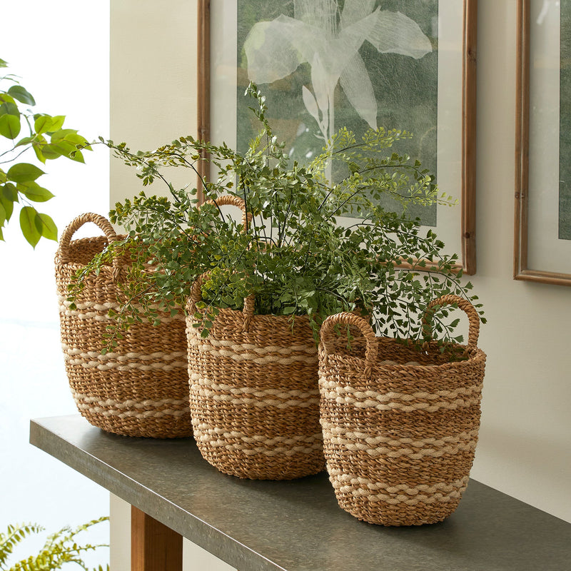 Ballard Round Baskets With Handles, Set of 3 - BlueJay Avenue