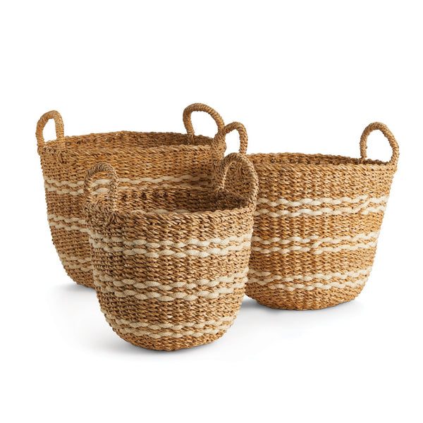 Ballard Round Baskets With Handles, Set of 3 - BlueJay Avenue