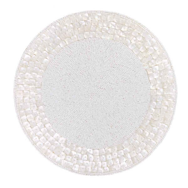 Beaded Capiz Placemat, Ivory - BlueJay Avenue