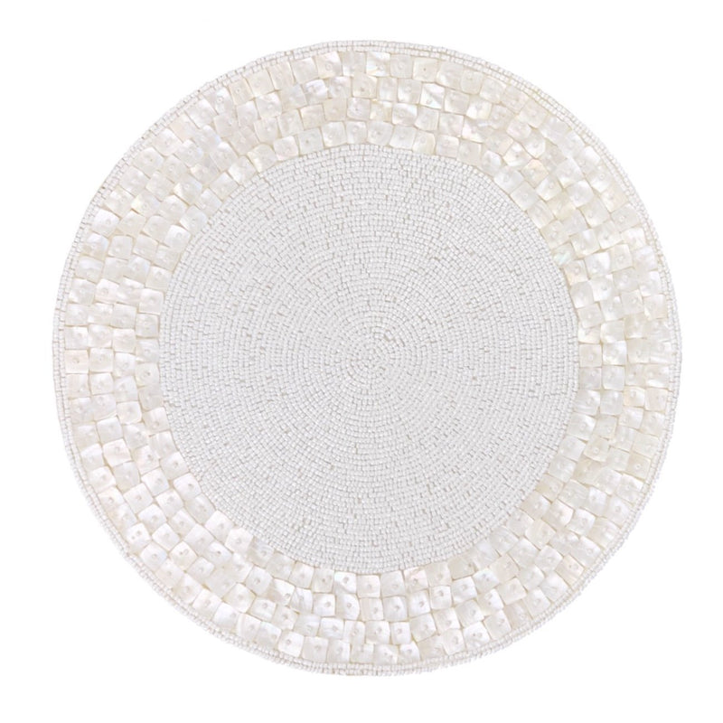 Beaded Capiz Placemat, Ivory - BlueJay Avenue