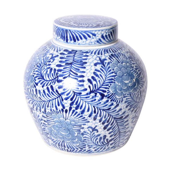 Blue And White Blooming Flower Porcelain Ancestor Jar - BlueJay Avenue