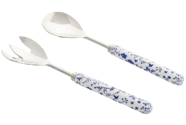Blue and White Chinoiserie Salad Servers - BlueJay Avenue