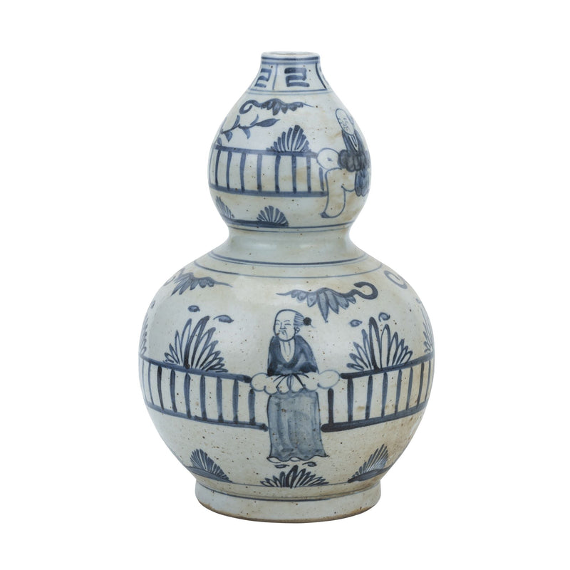 Blue And White Gourd Vase Man Out of Garden Fence - BlueJay Avenue