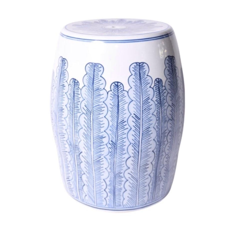 Blue And White Porcelain Banana Leave Garden Stool - BlueJay Avenue