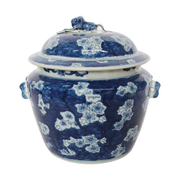 Blue And White Porcelain Plum Petal Rice Jar - BlueJay Avenue