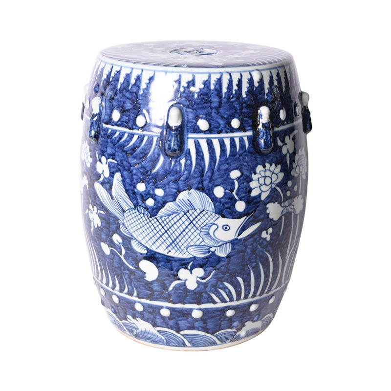 Blue Fish Lotus Garden Stool - BlueJay Avenue