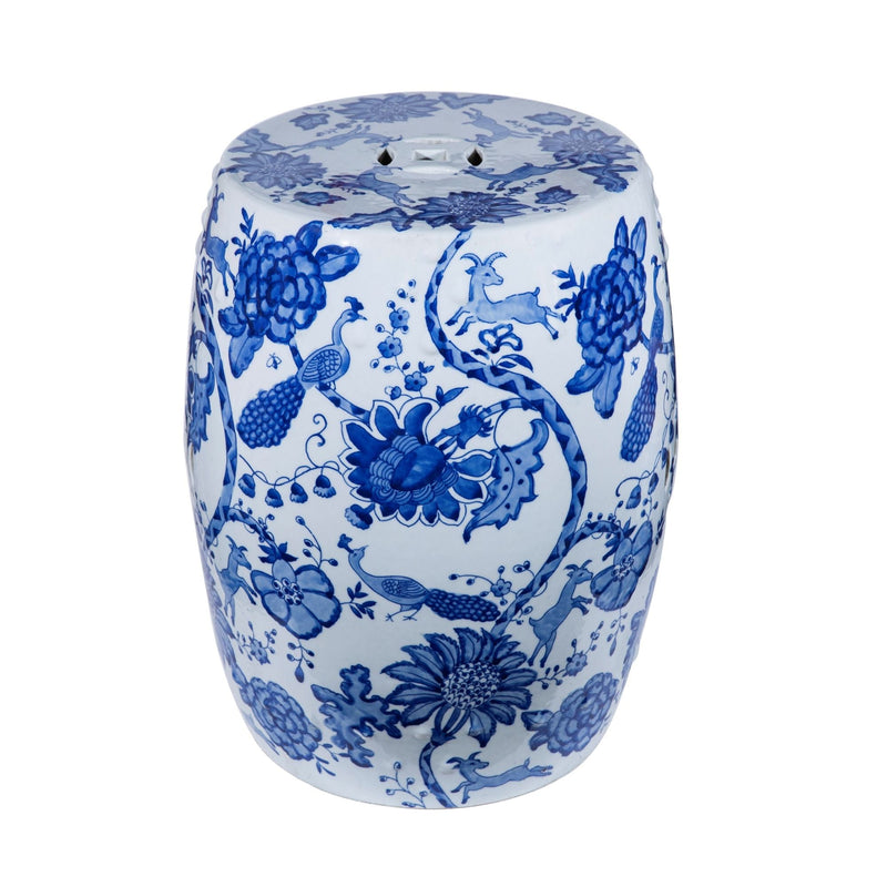 Blue & White Botanical Scenery Garden Stool - BlueJay Avenue