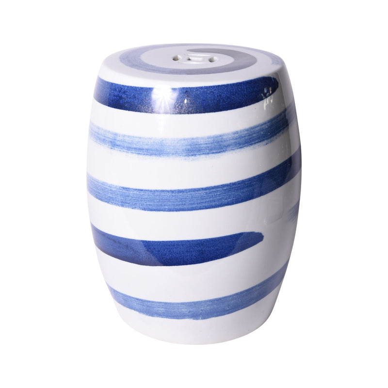 Blue & White Spin Brushstroke Garden Stool - BlueJay Avenue