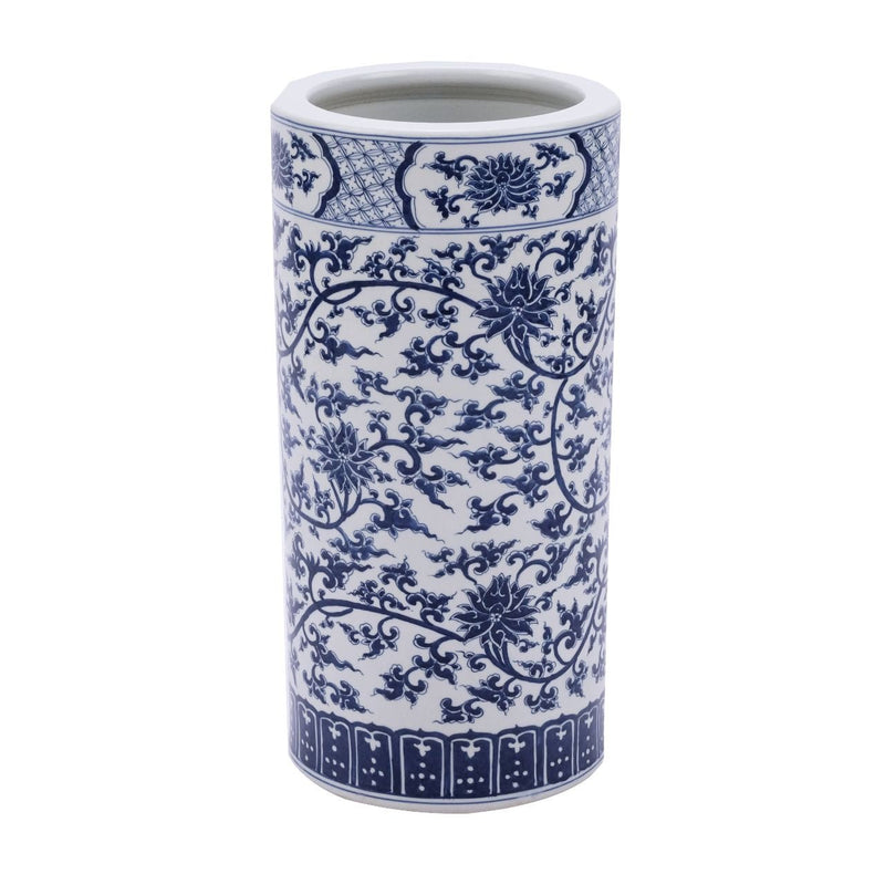 Blue & White Twisted Lotus Umbrella Stand Vase - BlueJay Avenue